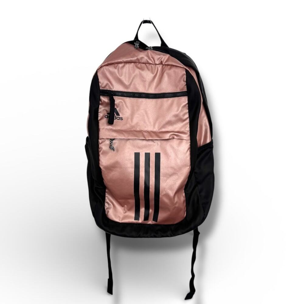 Adidas League three stripe backpack bookbag padded school black rose gold